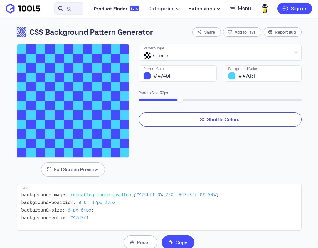 10015.io - CSS Background Pattern Generator